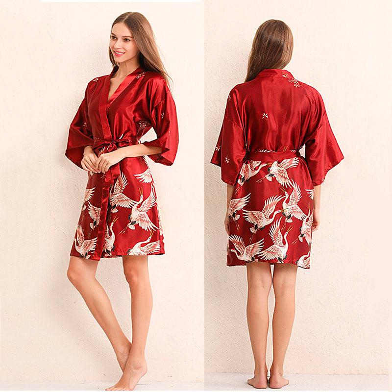Robe Kimono Courte Rouge Stylé