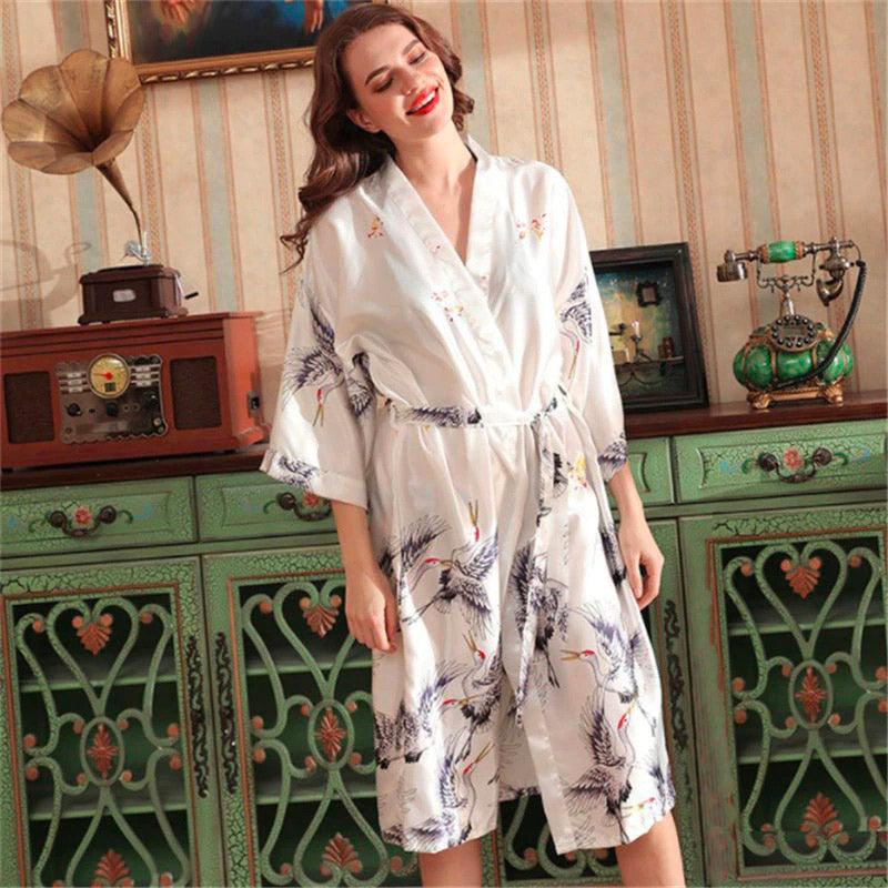Robe Kimono Longue Blanche Design
