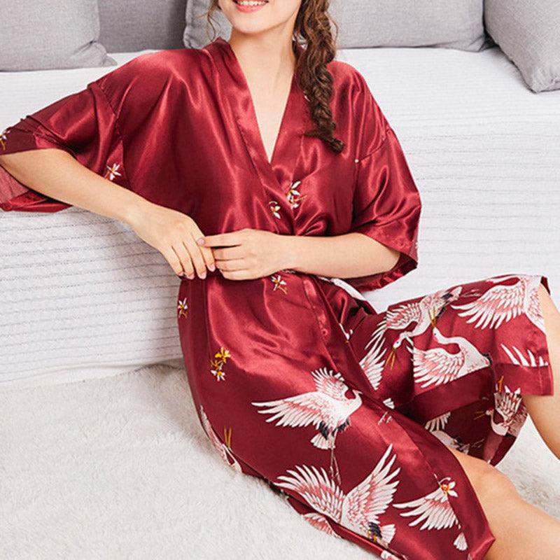 Robe Kimono Longue Rouge Design