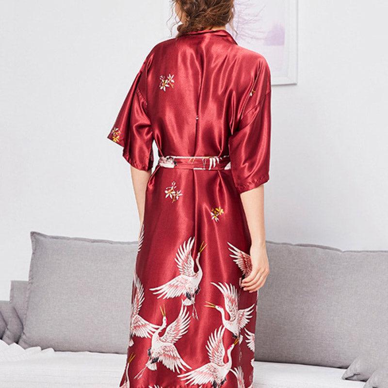 Robe Kimono Longue Rouge Dos