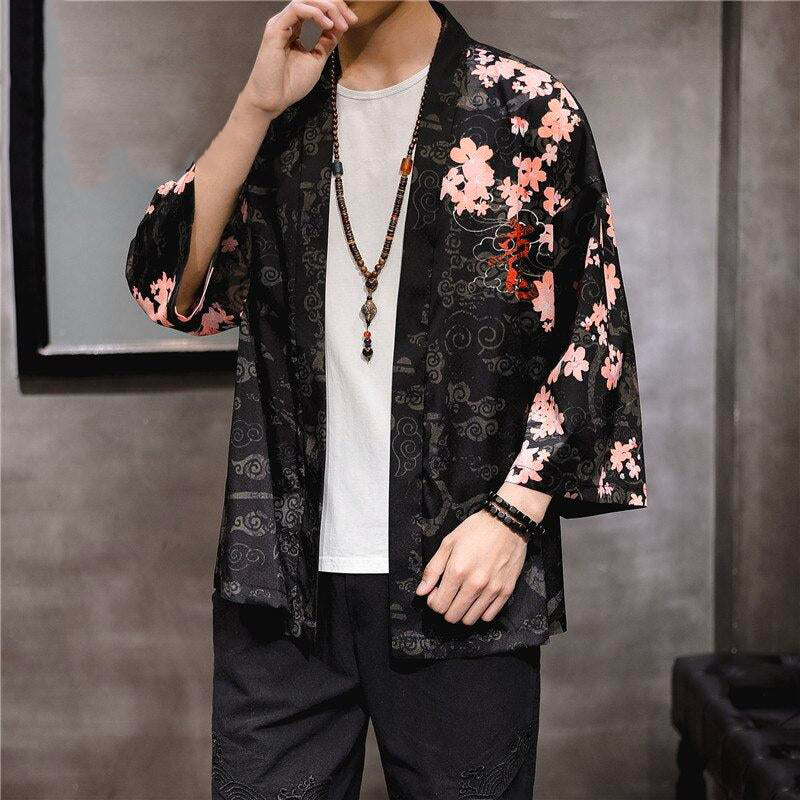 Veste Kimono Japonais Dragon Rouge