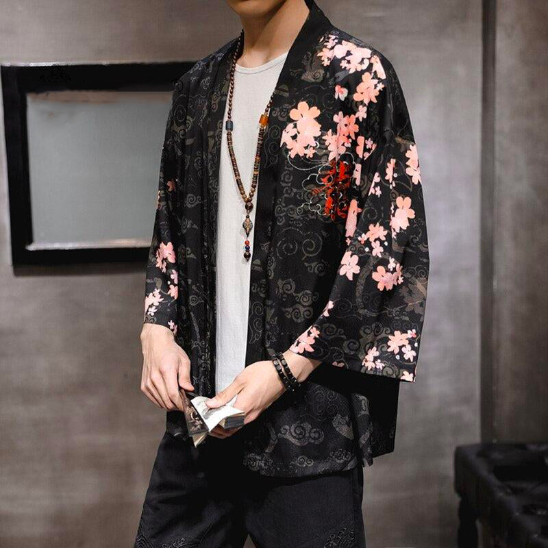 Veste Kimono Japonais Dragon Rouge