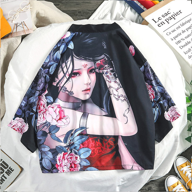 Veste Kimono Fleur Rose