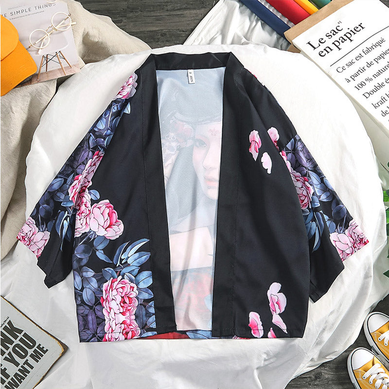 Veste Kimono Fleur Rose