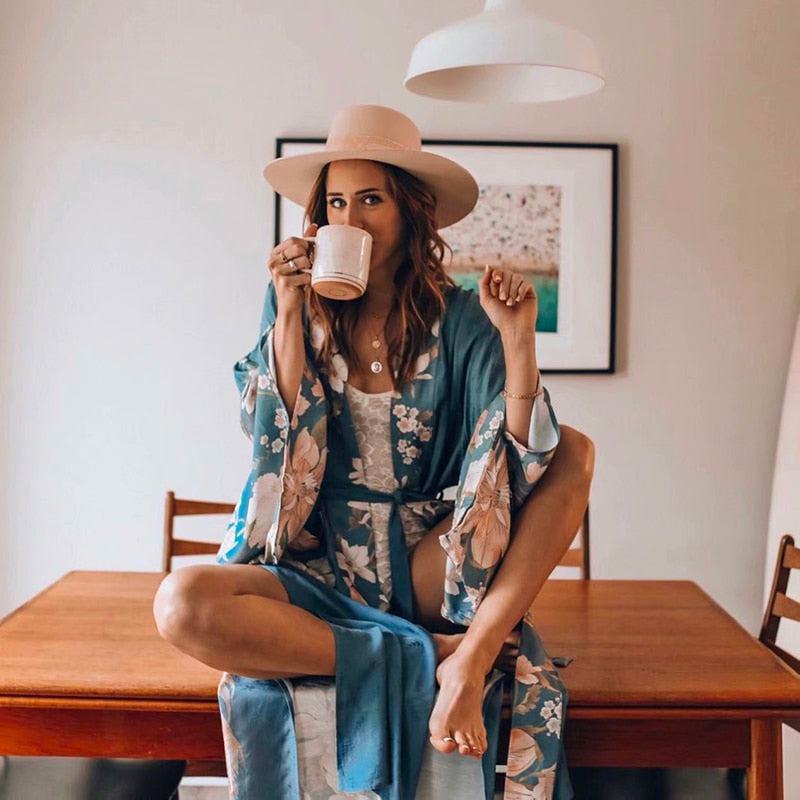 Veste Kimono Fleuri Chic