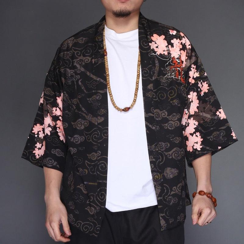 Veste Kimono Japonais Dragon Rouge