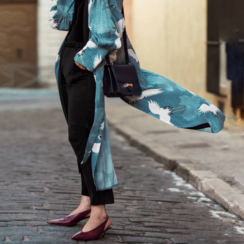 Blue Japanese Long Kimono Jacket