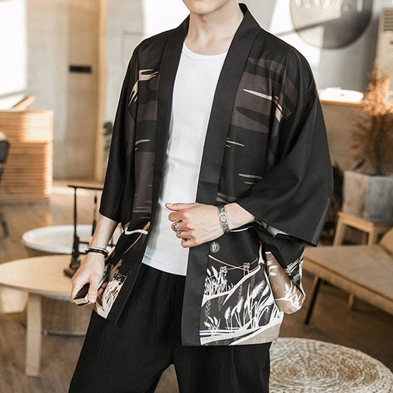 Veste Kimono Satin Temple Loup