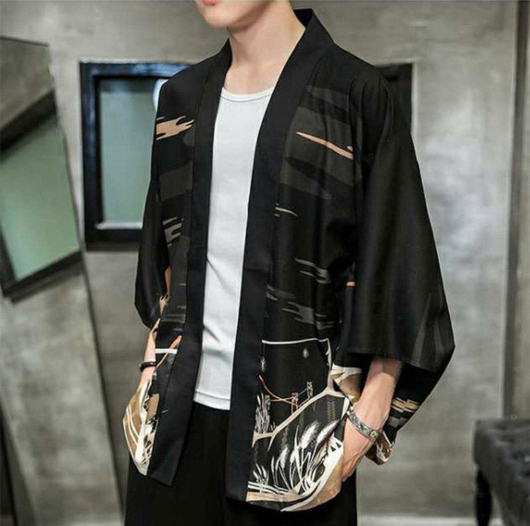 Veste Kimono Satin Temple Loup