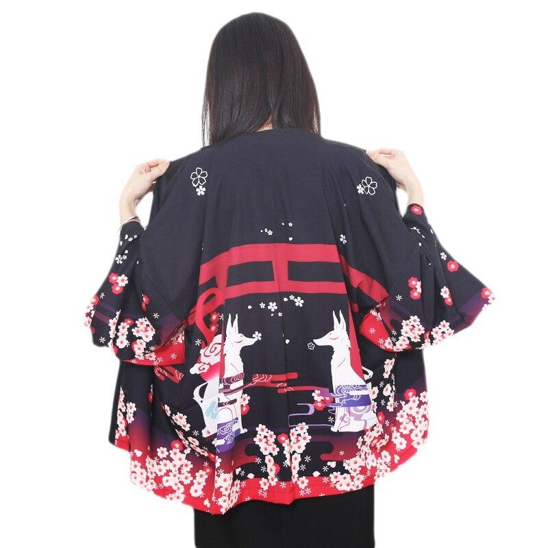 Veste Kimono Lucky Cat – Femme, Manteau Yukata Japonais, Cardigan Harajuku