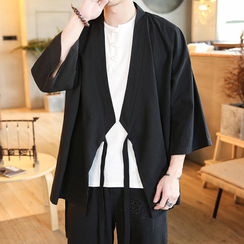 Veste Longue Kimono Noir