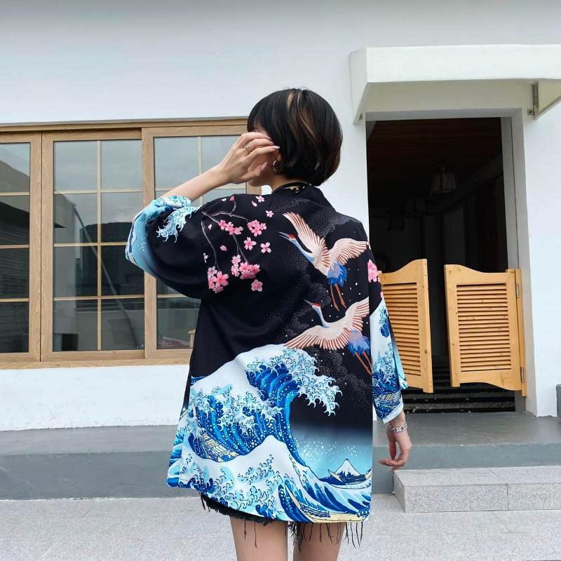 Veste Kimono Courte Japonaise Stylé