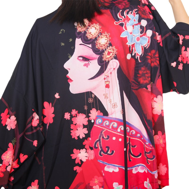 Veste Kimono Geisha Fleurie Femme