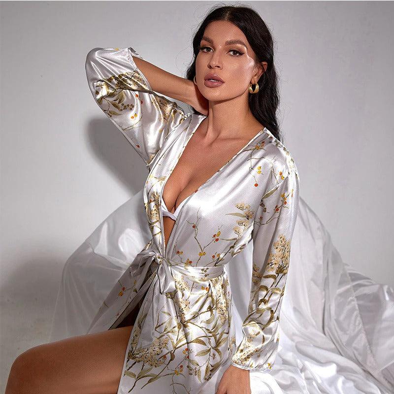 Veste Kimono Satin Sexy