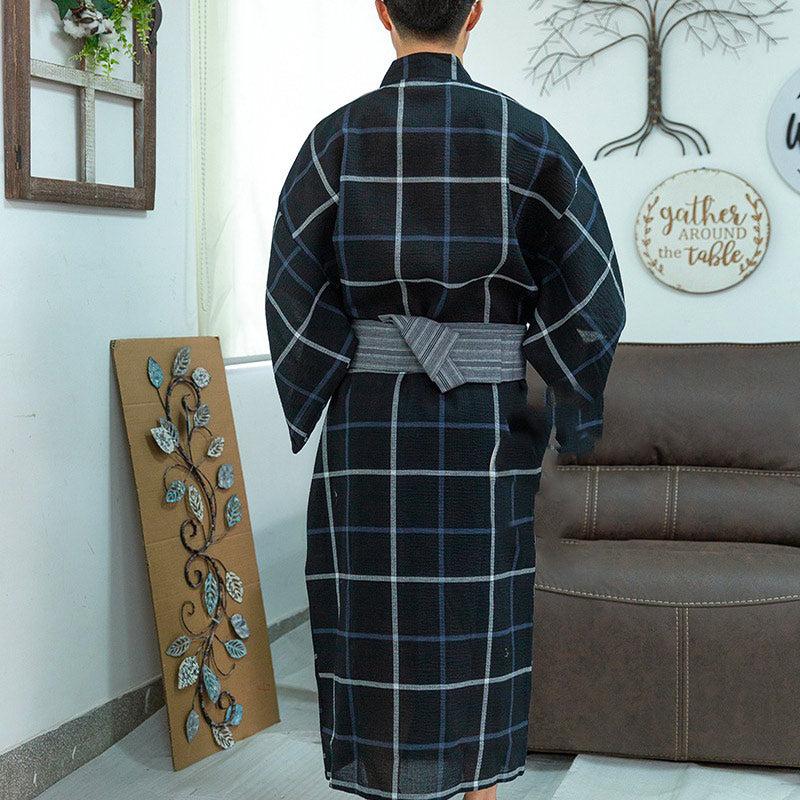 Pyjama Homme Style Kimono Japonais - Tissu Jacquard, Confortable, Poches, Pour Détente Maison - 8