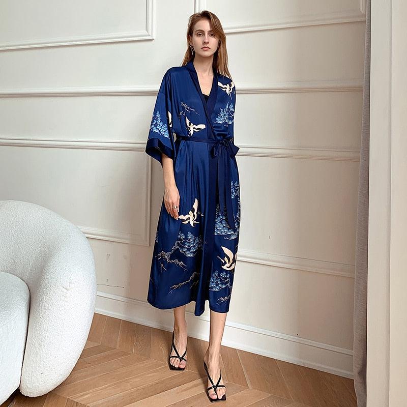 Mitternachtsblauer Kimono für Damen