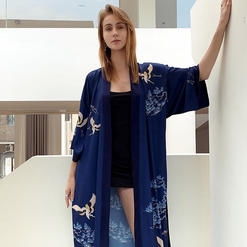 Mitternachtsblauer Kimono für Damen