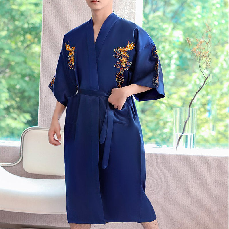 Blue Chinese Kimono Bathrobe