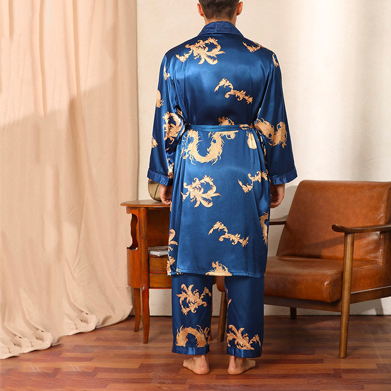 Peignoir Kimono Japonais Bleu