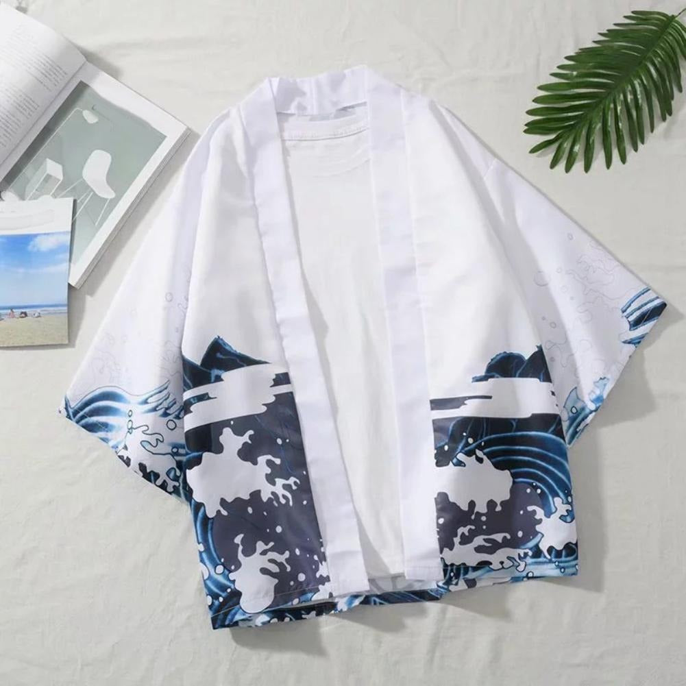 Veste Kimono Homme Dragon Bleu