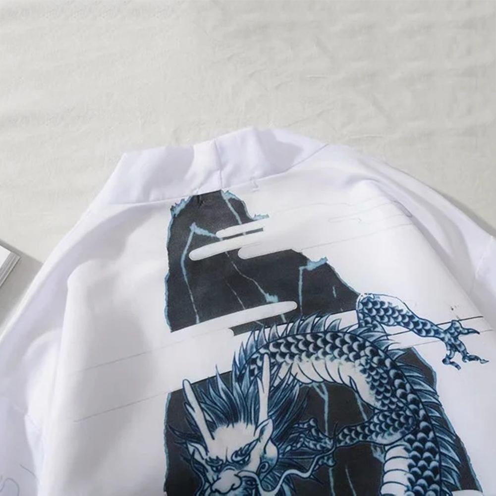 Veste Kimono Homme Dragon Bleu