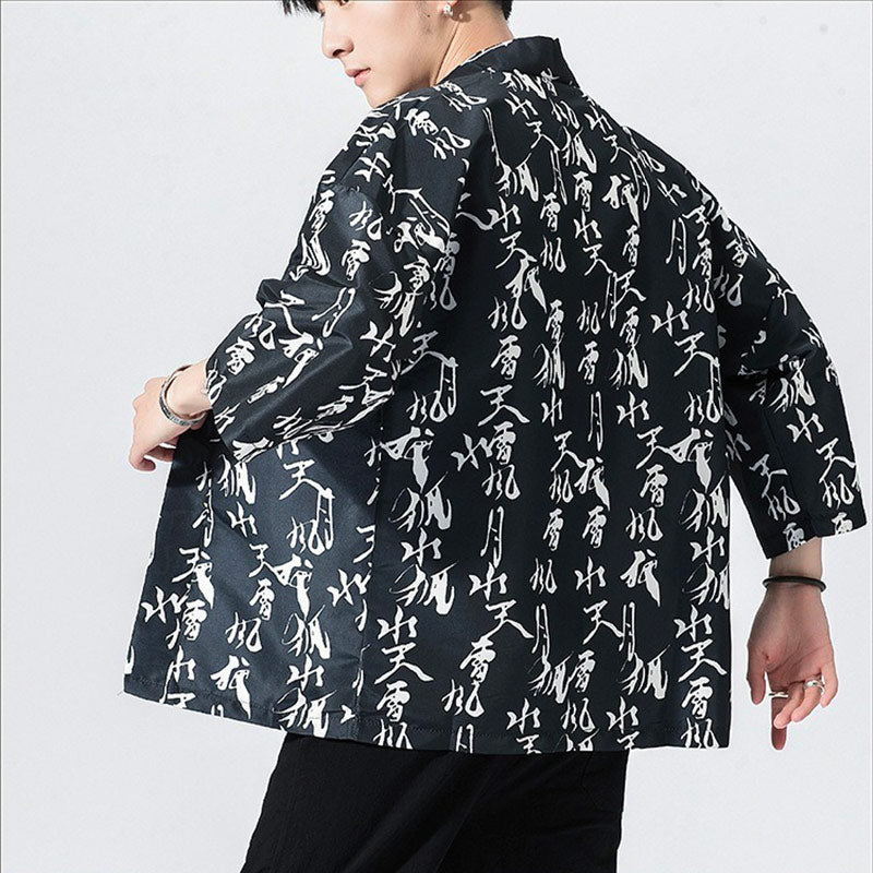 Schwarze Kanji-Kimonojacke