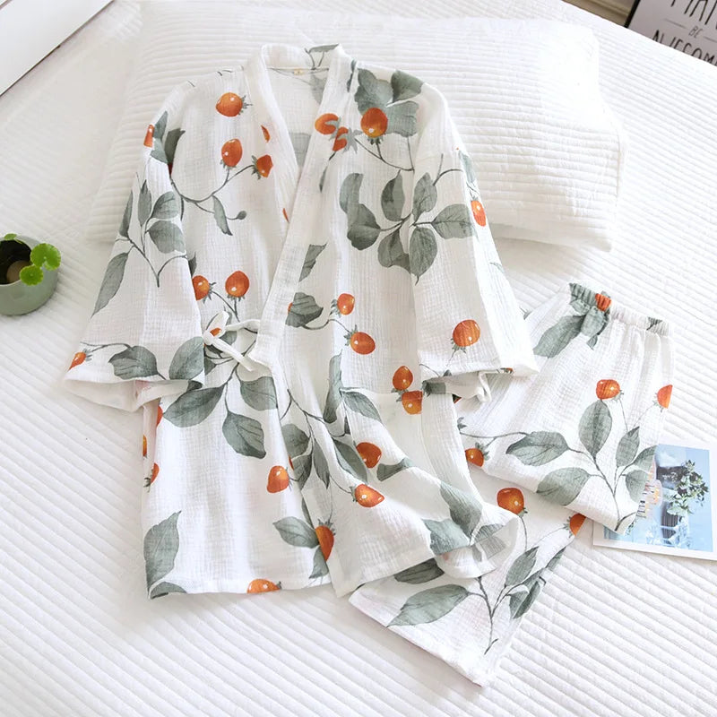 Ensemble Pyjama Kimono Coton Fin