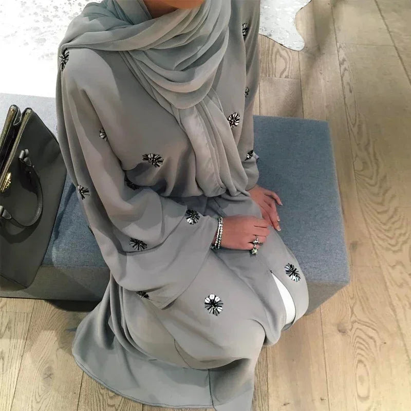Abaya Kimono Grise Légère qualité