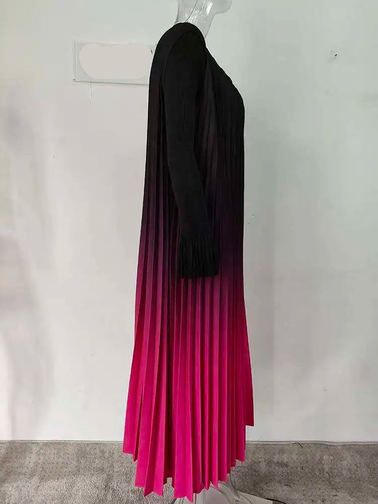 Abaya Kimono Plissée Rose Dégradé confortable