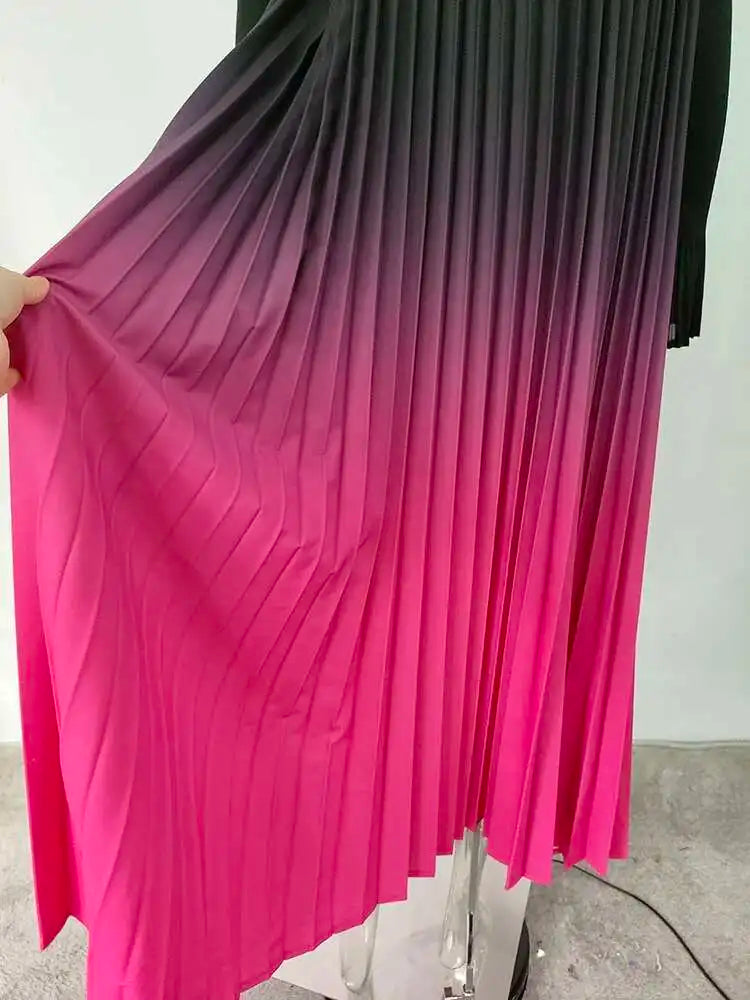 Abaya Kimono Plissée Rose Dégradé long