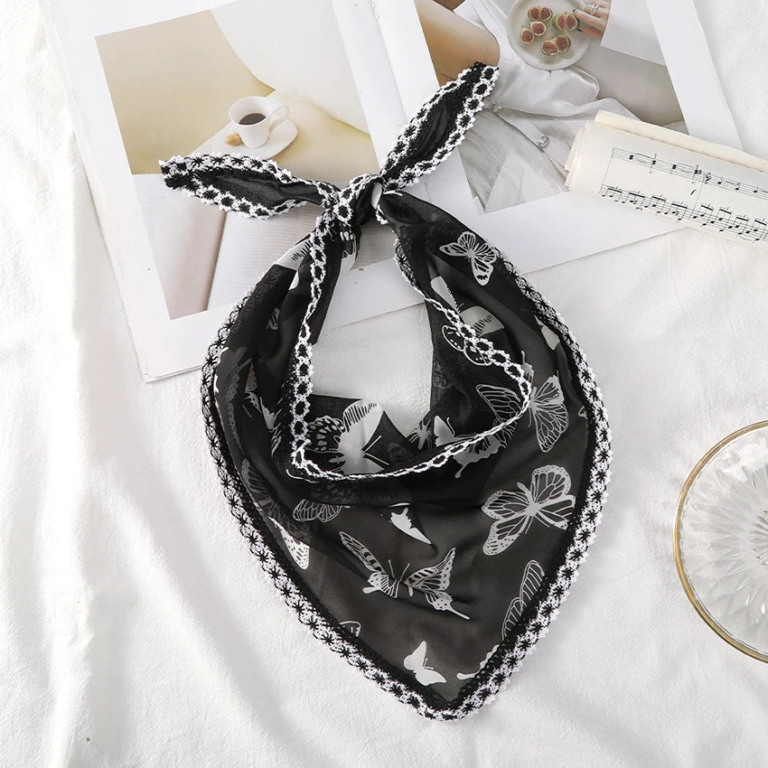 Bandeau Triangle Imprimé Papillons Noir