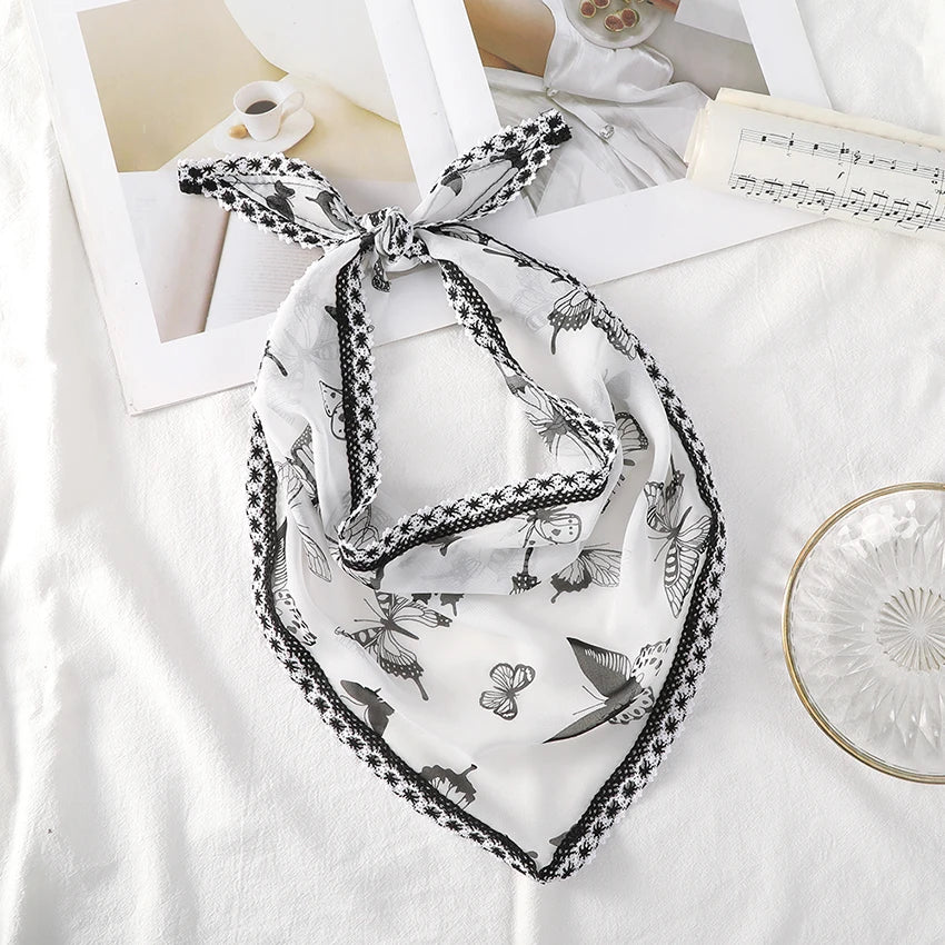 Bandeau Triangle Imprimé Papillons blanc