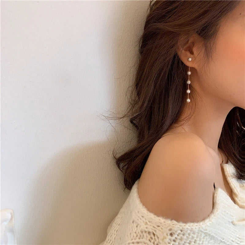 Boucles d’Oreilles Pendantes Perles