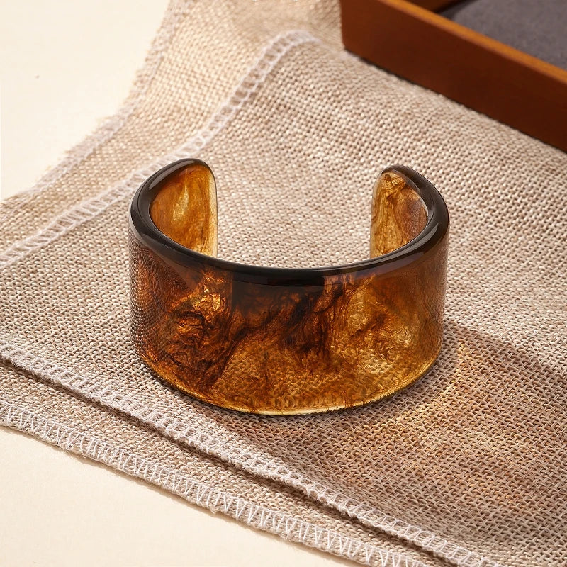 Bracelet Manchette Ambrée Beige