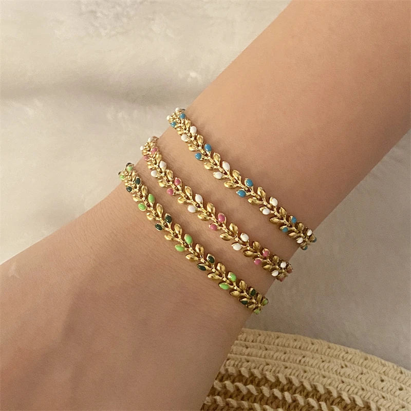 Bracelets de Feuilles Colorées