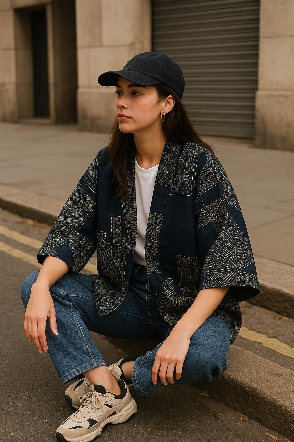 Veste Kimono Bleu Chic
