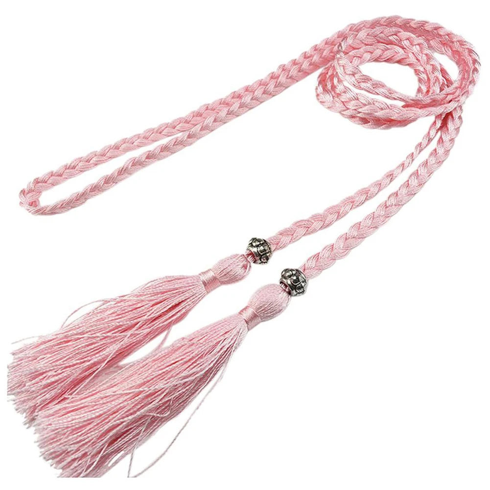 Corde Tressée à Franges Rose