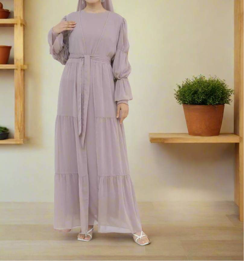 Ensemble Kimono Abaya Fluide Rose chic