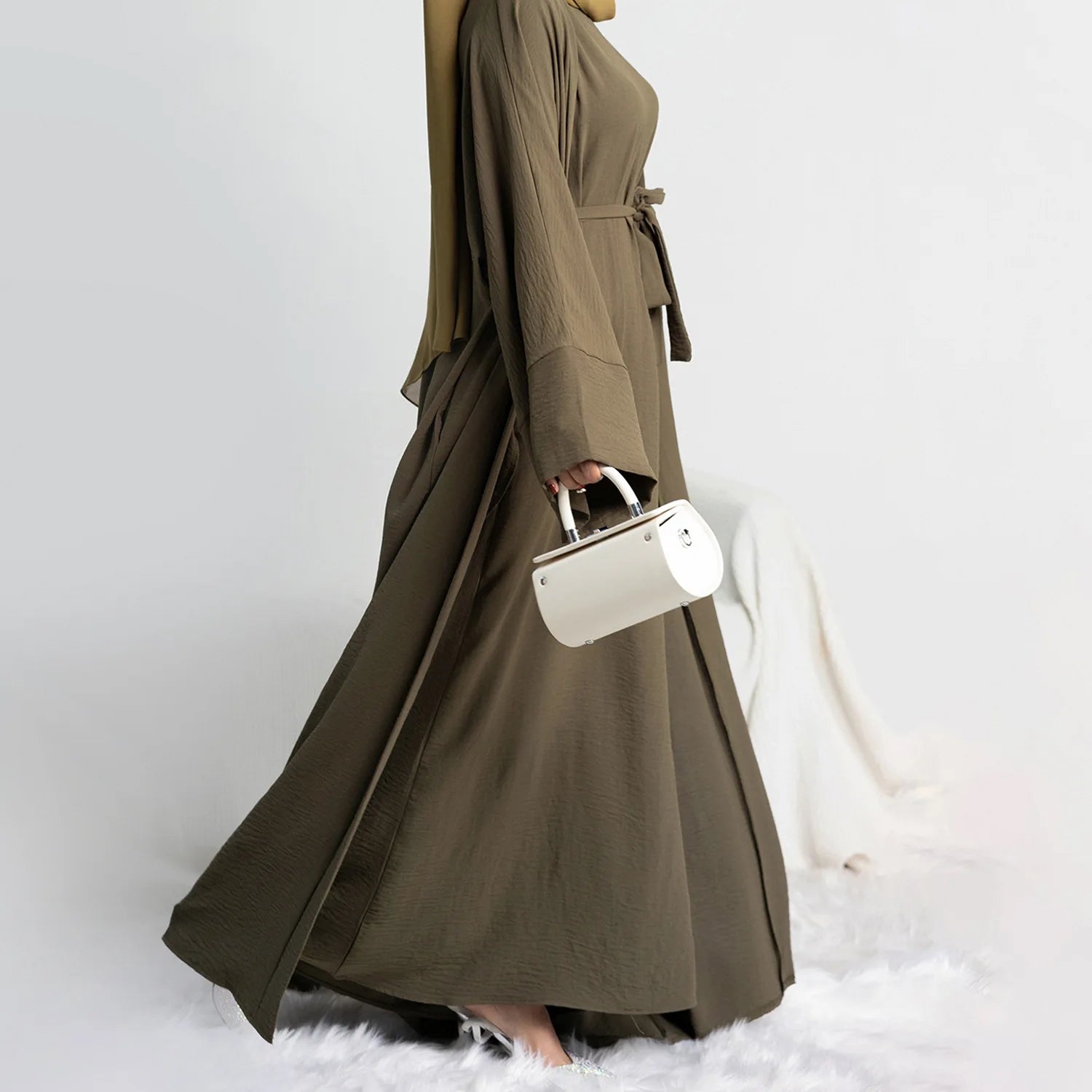 Ensemble Kimono Abaya et Robe Vert chic