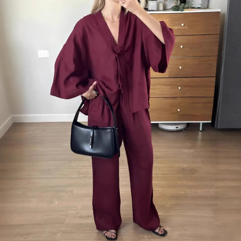 Ensemble Kimono Aubergine