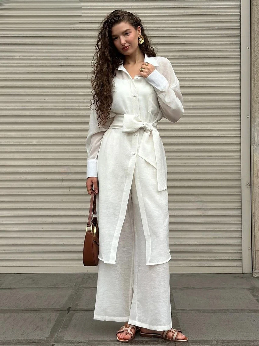 Ensemble Kimono Blanc Léger Long