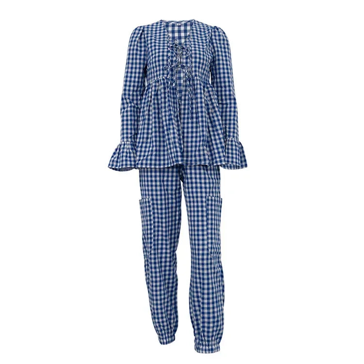 Ensemble Kimono Bleu à Carreaux Cool