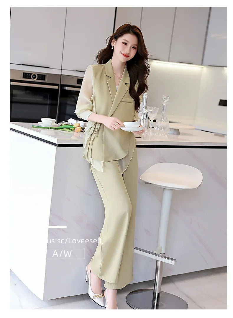 Ensemble Kimono Drapé Vert Soyeux