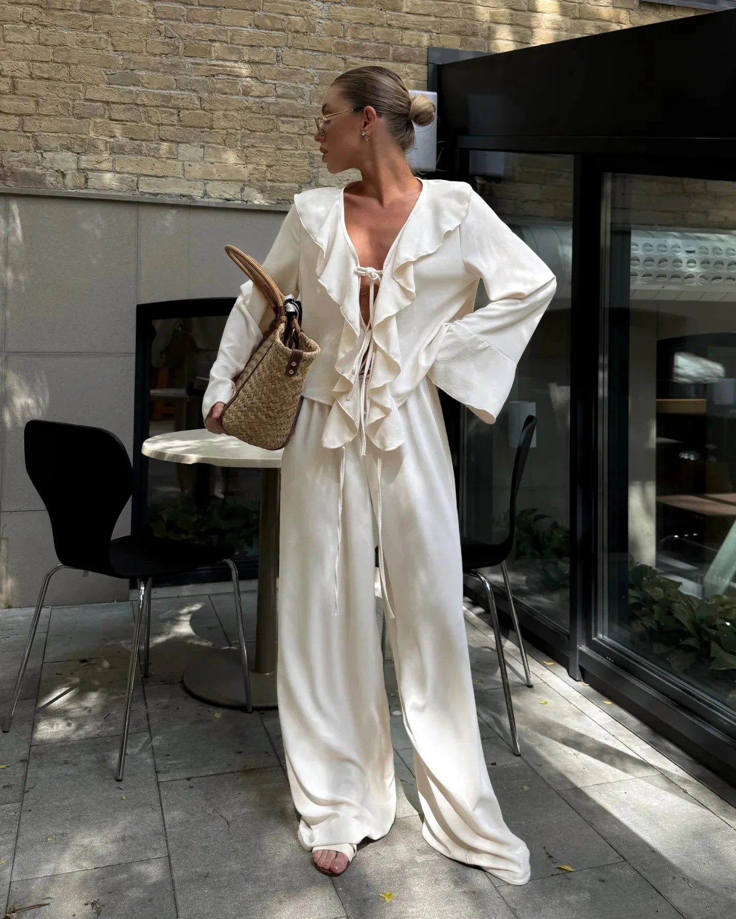 Ensemble Kimono à Froufrous Blanc