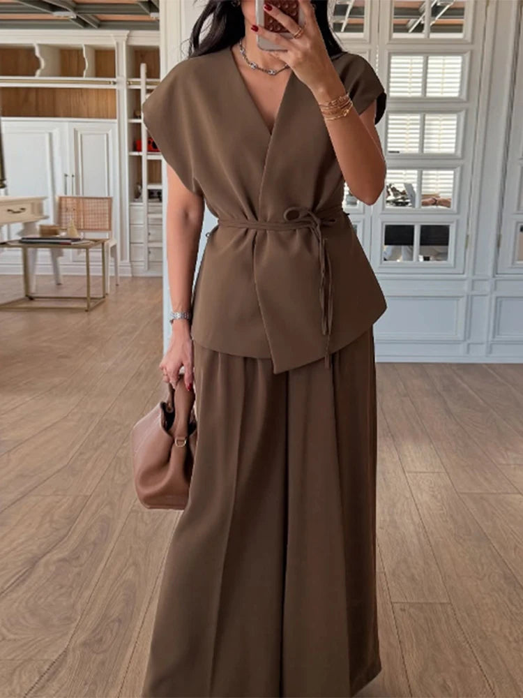 Ensemble Kimono Gilet Marron
