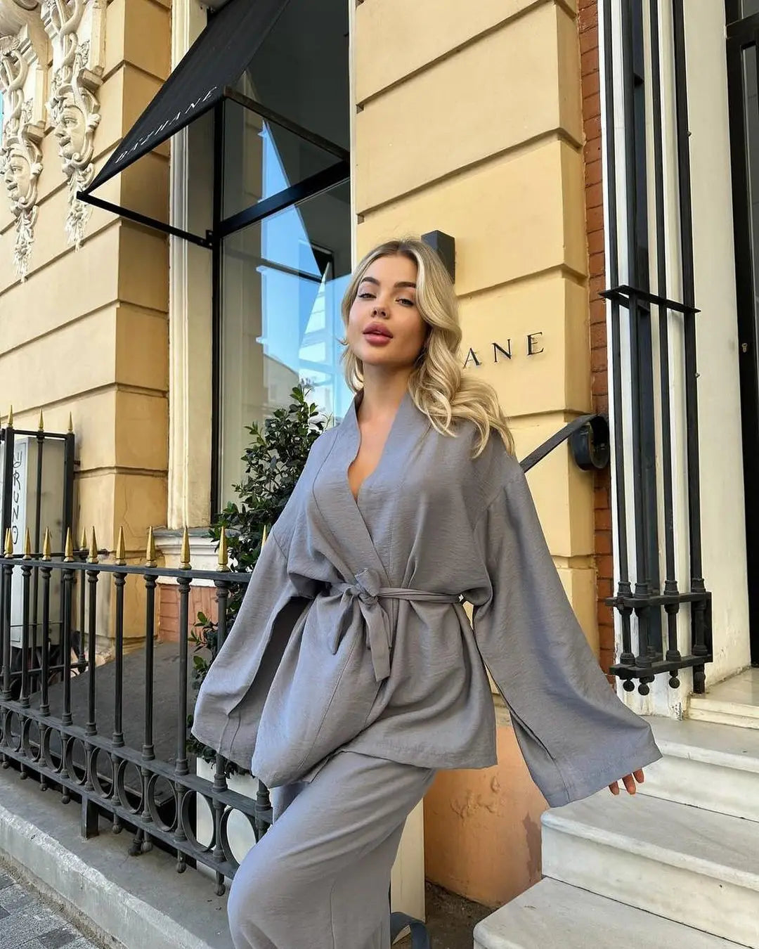 Ensemble Kimono Gris Ample