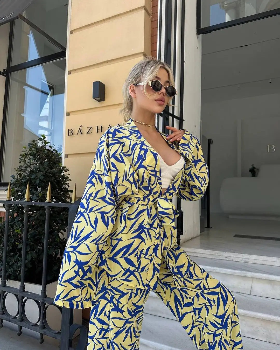 Ensemble Kimono Jaune et Bleu