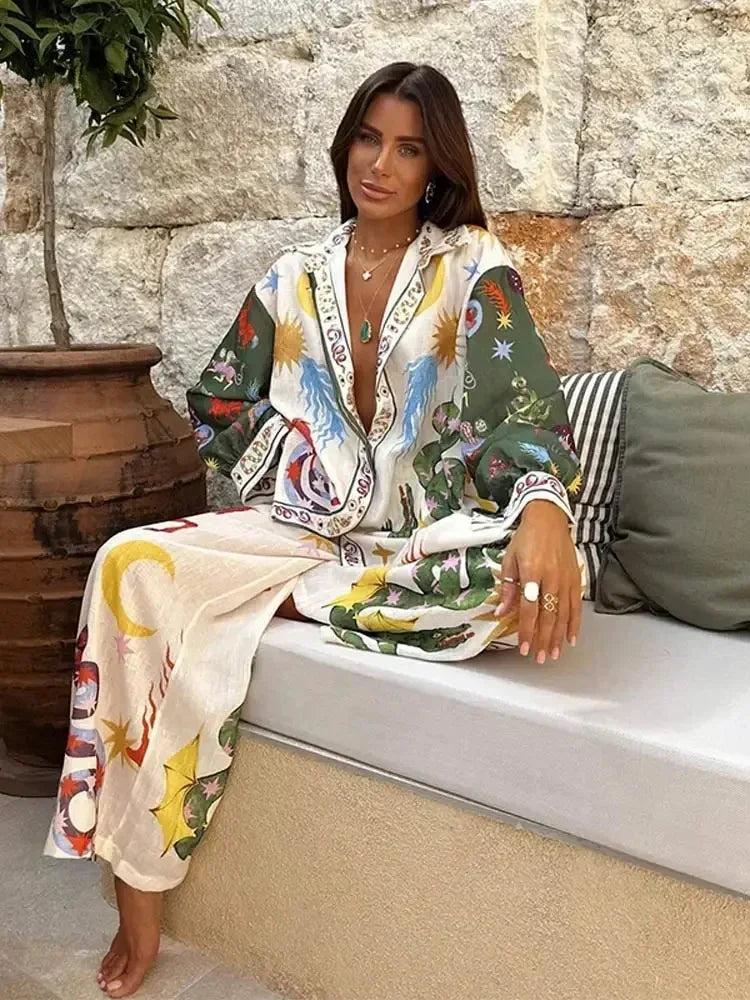 Ensemble Kimono Léger Blanc et Vert