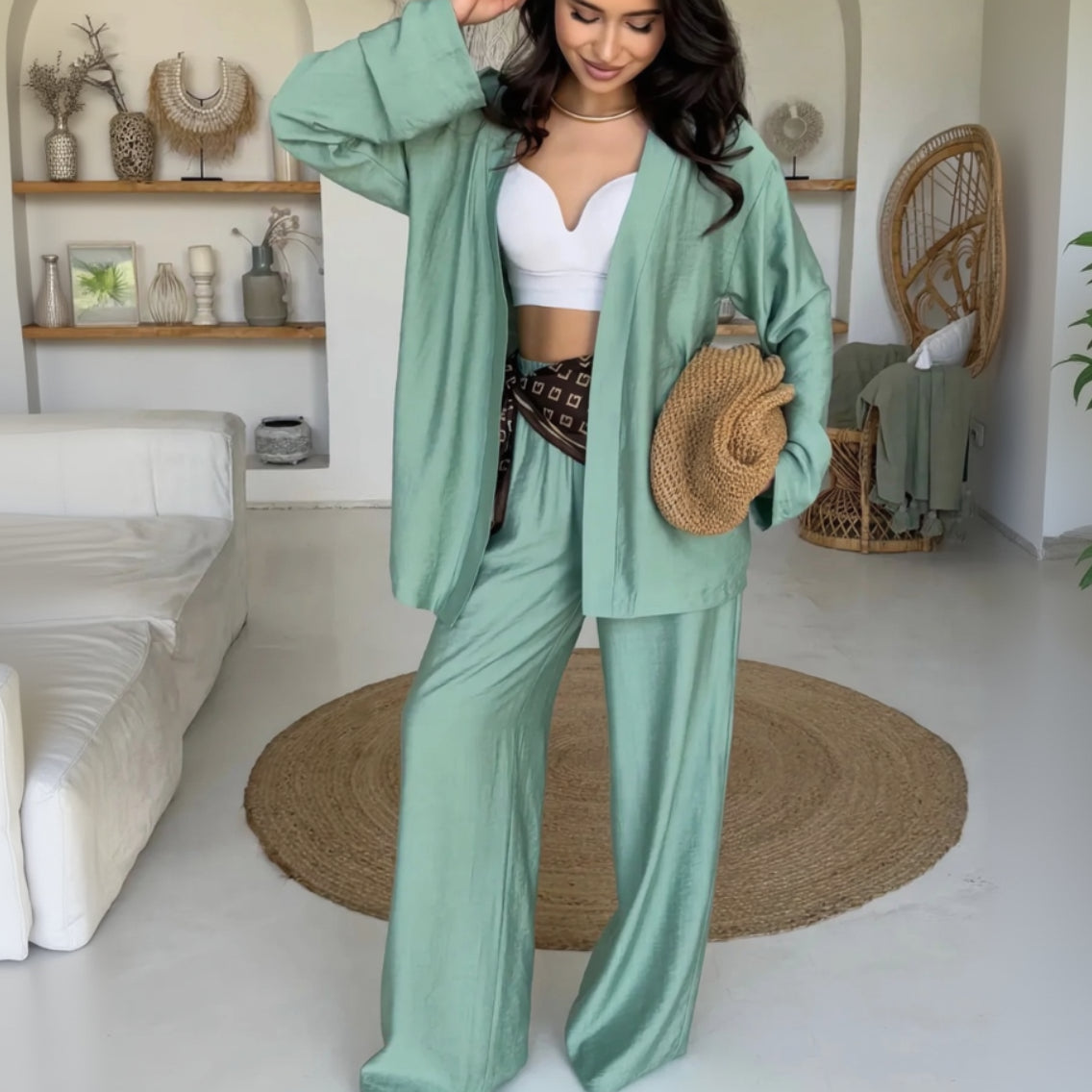 Ensemble Kimono Léger Bleu Style