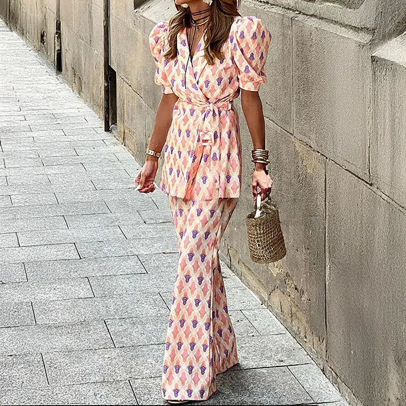 Ensemble Kimono à Manches Courtes Bouffantes